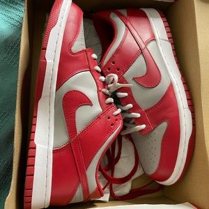 Red, low top Nikes